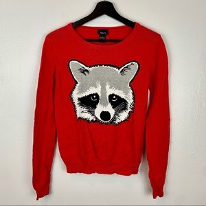 Rue 21 raccoon red knitted sweater